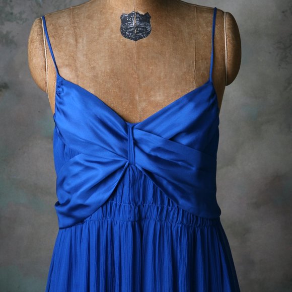 Moulinette Soeurs Anthro Blue Silk Tie Dress Sz10 - Picture 13 of 16